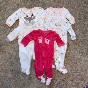Bundle of 5 NB Carters Footie Pajamas